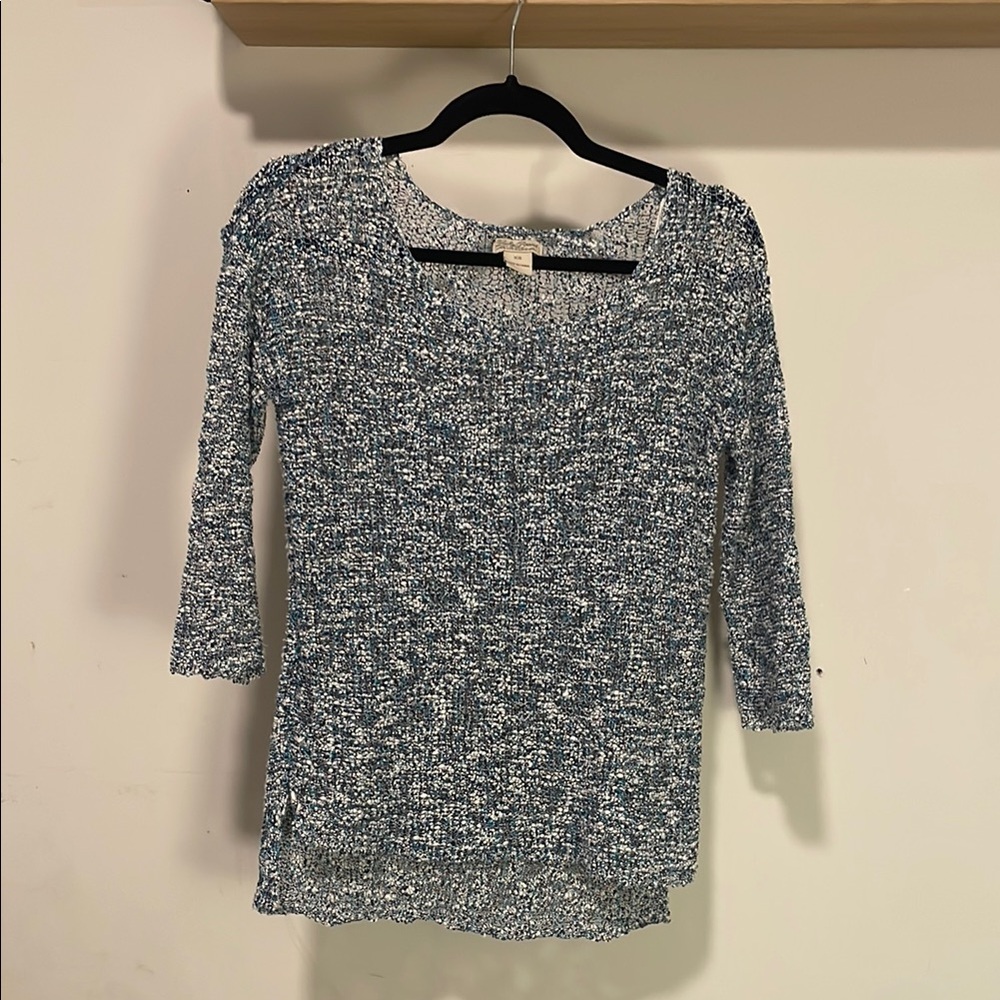 Lucky Brand Blue and White Crew Neck Sweater
